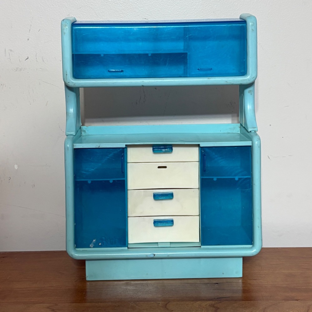 Vintage 1978 Mattel Barbie Dream Furniture Blue Kitchen Hutch Buffet 2152-2049